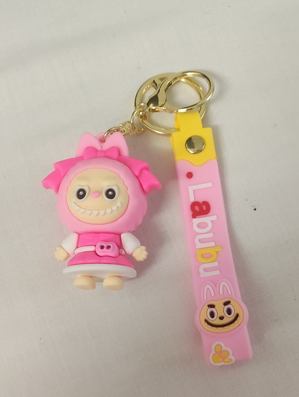 Pink Labubu Silicone Character Key & Card Holder Keychain